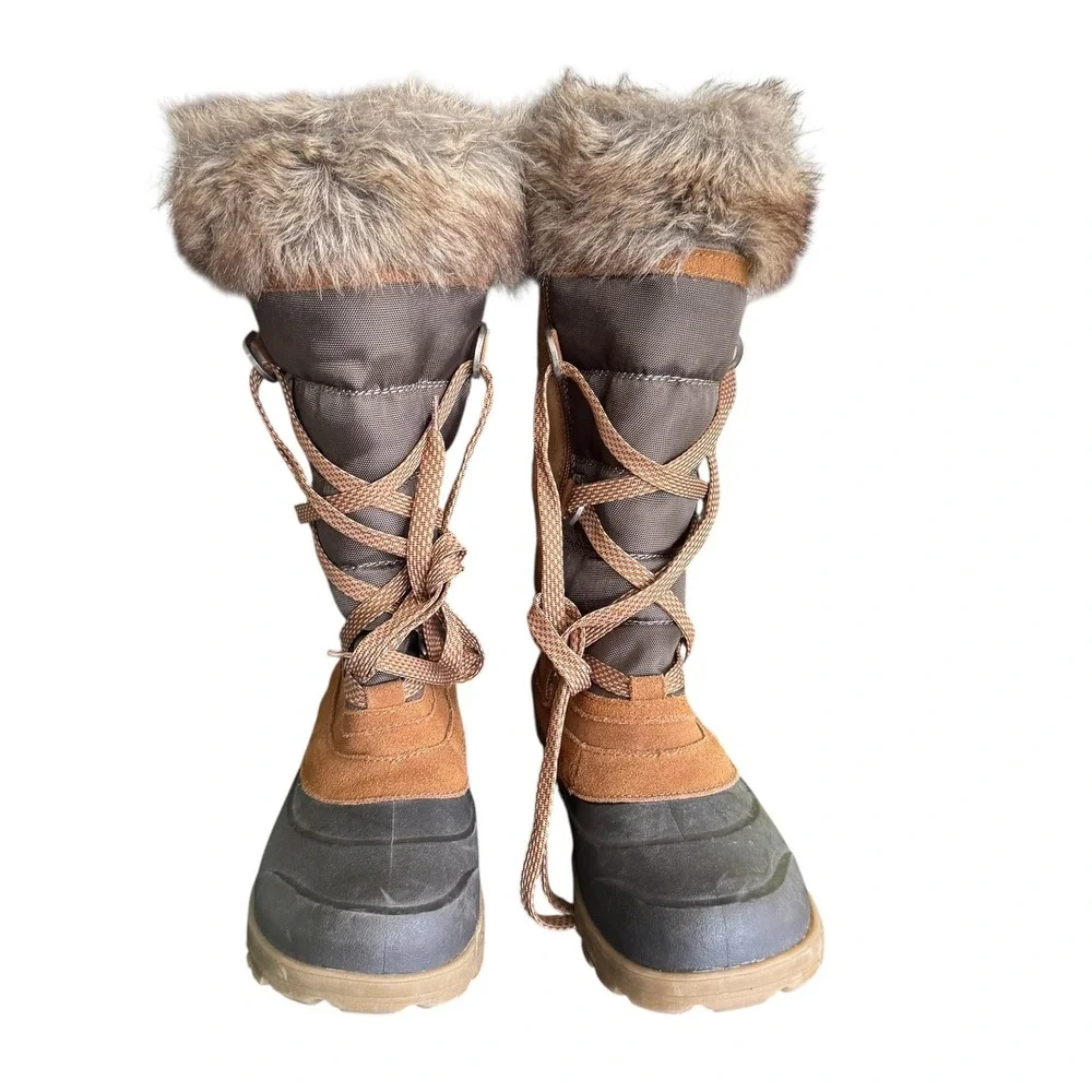 Baretraps Yardley Women 7.5 Brown Suede Faux Fur Winter Snow Boots Insulated
